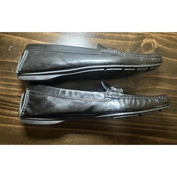 SALVATORE FERRAGAMO Black Patent Leather Horsebit Driving Loafers Women's 7.5 2A - Picture 9 of 13